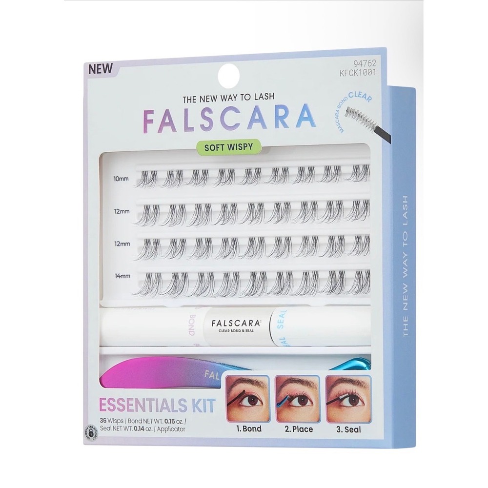 KISS Falscara Eyelash Extension Starter Kit DIY Clear Band Wisps Applicator New